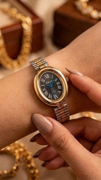 Classic Two-Tone Oval Dial Watch | Anti-Tarnish Gold Plated