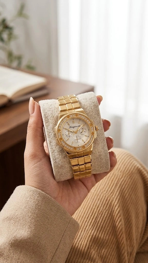Classic Rhinestone Gold-Plated Watch | Anti-Tarnish