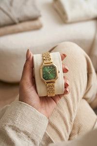 Emerald Aura Geometric Anti-Tarnish Gold Plated Watch