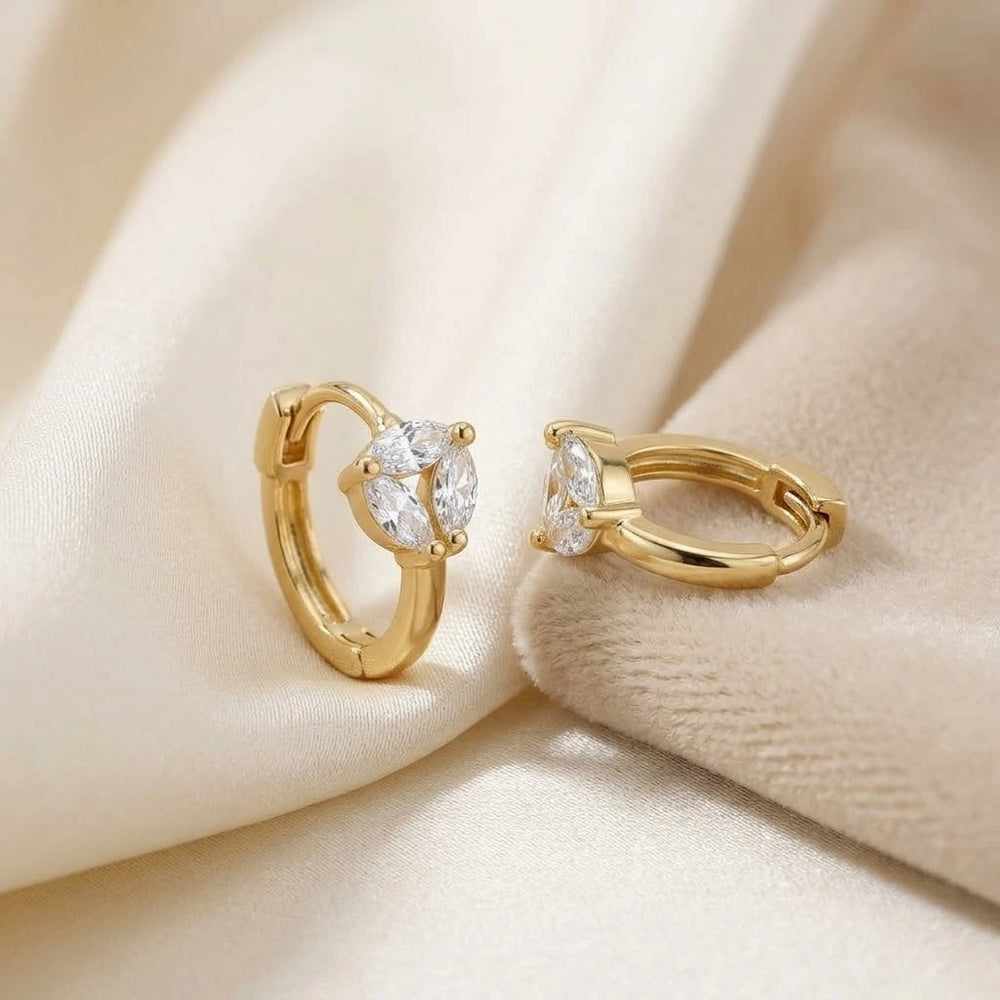 Anti Tarnish Gold Plated Zirconia Hoop Earrings - Korean Minimalist