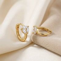 Anti Tarnish Gold Plated Zirconia Hoop Earrings - Korean Minimalist