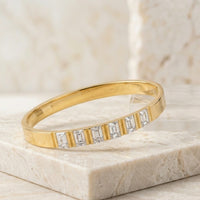 Baguette Stone Anti-Tarnish Gold-Plated Bracelet - Elegant Daily Wear Bangle