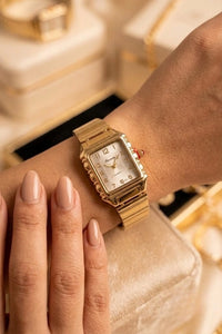 Vintage Square Dial Anti-Tarnish Gold Plated Watch for Women