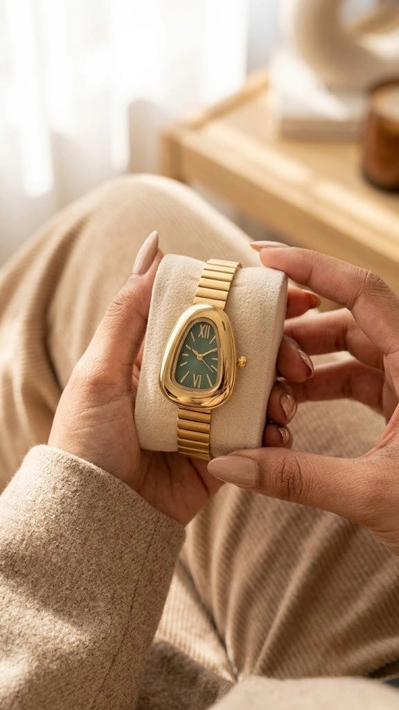 Vintage Emerald Teardrop Watch - Gold Plated & Anti-Tarnish