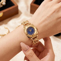 Vintage Square Blue Dial Anti Tarnish Gold Plated Watch