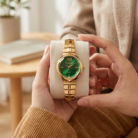 Emerald Aura Vintage Green Dial Watch | Gold Plated & Anti-Tarnish