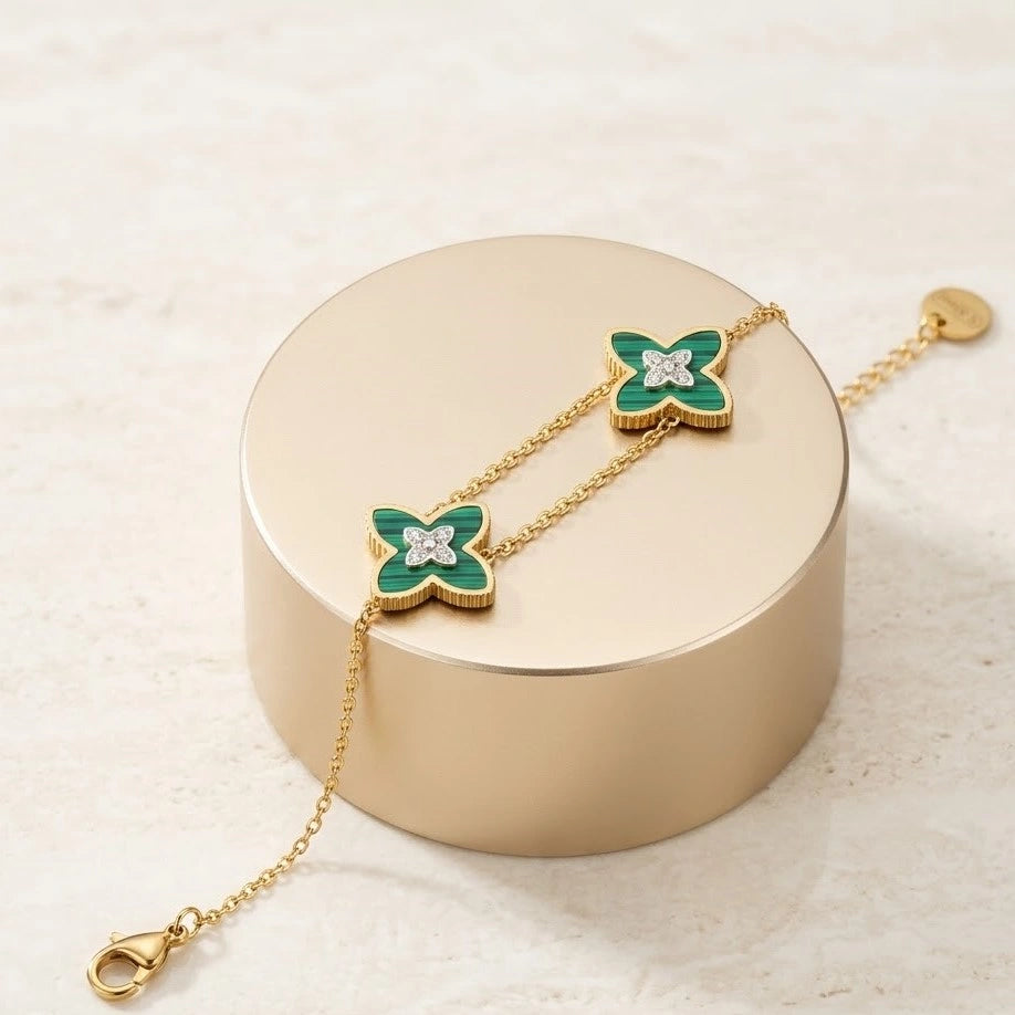 Green Clover Charm Bracelet - Anti Tarnish Gold Plated