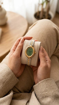 Vintage Emerald Dial Anti-Tarnish Gold Plated Watch