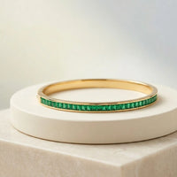 Emerald Green Square Stone Gold Plated Bracelet | Anti Tarnish