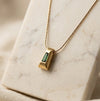 Geometric Green Stone Pendant Necklace | Anti-Tarnish Minimalist Chain