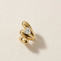 Korean Chunky Heart Statement Ring - Anti Tarnish Gold Plated