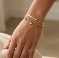 Multi-Color Stone Layered Gold Plated Bracelet | Anti Tarnish