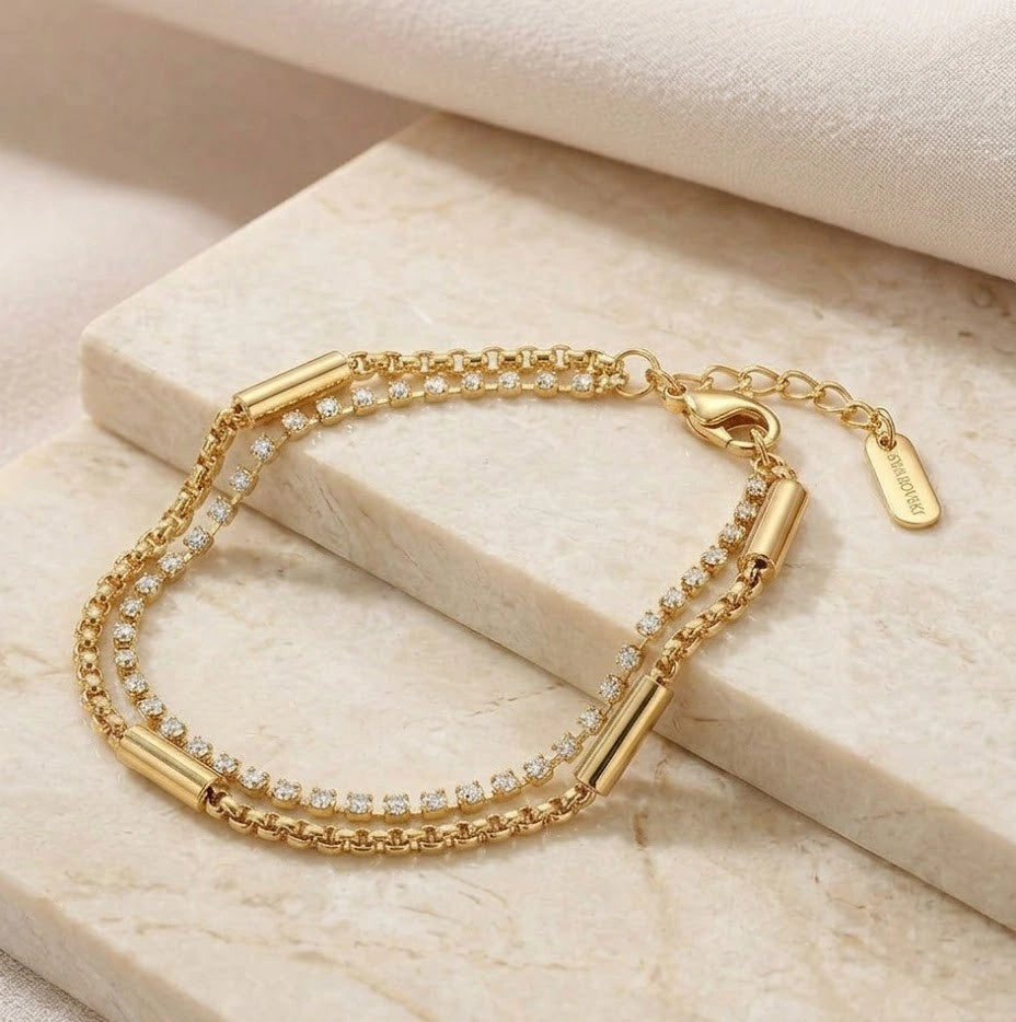 The "It-Girl" Stack: Classic Bangle & Tennis Bracelet Combo