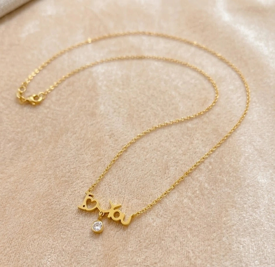 I Love You Pendant Necklace | Anti Tarnish Gold Plated