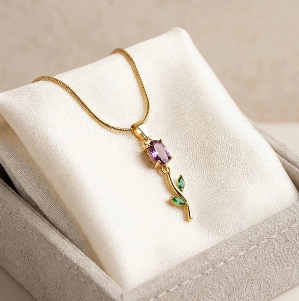 High quality anti-tarnish amethyst floral jewelry