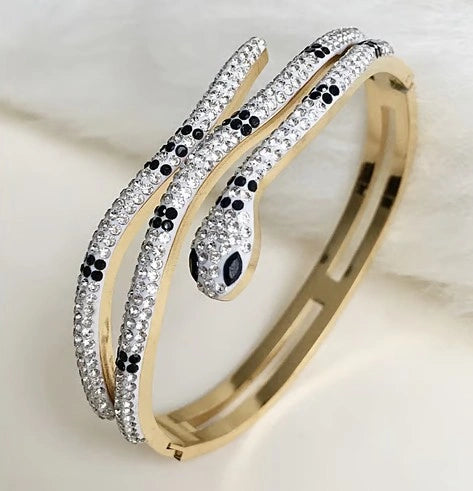Anti-Tarnish Snake Bracelet - Gold Plated Serpent Bangle for Women (Premium Korean Design)