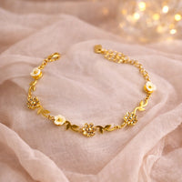 Anti-Tarnish Floral Daisy Gold Plated Bracelet - Korean Style
