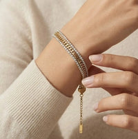 Layered Rhinestone Crystal Bracelet | Anti-Tarnish Gold-Plated