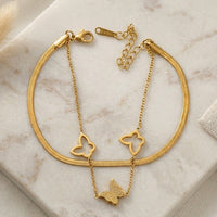 Korean Style Double Layer Butterfly Bracelet | Anti-Tarnish Gold Plated