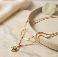 Layered Heart Lock Pendant Necklace | Anti-Tarnish Gold Plated