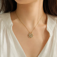 Four Leaf Clover Zircon Pendant Necklace - Anti-Tarnish Gold Plated