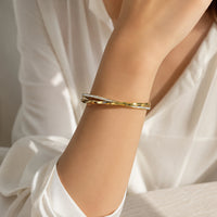 Twisted Zirconia Gold-Plated Bracelet | Anti-Tarnish Minimalist Bangle