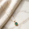 Minimalist Emerald Green Gemstone Pendant Necklace - Anti-Tarnish Gold Plated