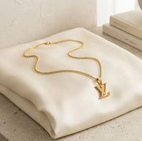 V Initial Monogram Pendant Necklace - Anti-Tarnish Fashion Jewelry
