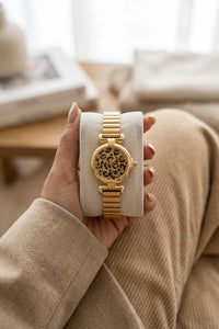 MonCheri Gold Plated Leopard Print Dial Analog Watch for Women