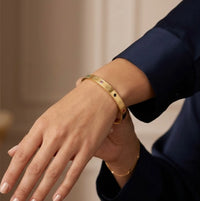Multicolor Stone Anti-Tarnish Gold-Plated Bangle Bracelet