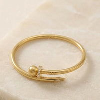 Nail Design Anti-Tarnish Gold Plated Bracelet with Crystals | Moncheri