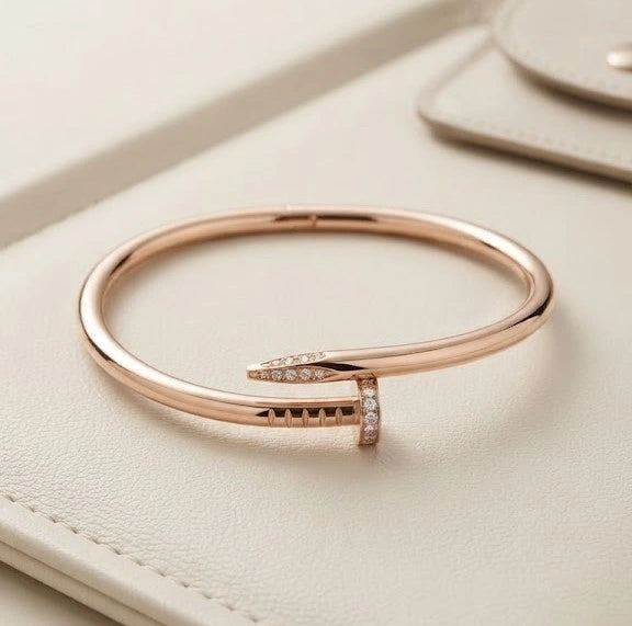Rose Gold Nail Bracelet | Minimalist Anti Tarnish Statement Jewelry