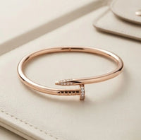 Rose Gold Nail Bracelet | Minimalist Anti Tarnish Statement Jewelry