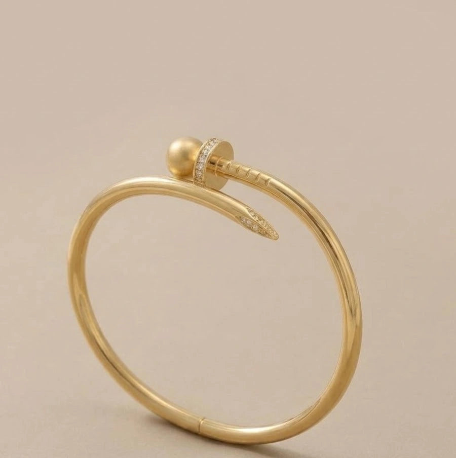 Nail Design Anti-Tarnish Gold Plated Bracelet with Crystals | Moncheri