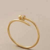 Nail Design Anti-Tarnish Gold Plated Bracelet with Crystals | Moncheri