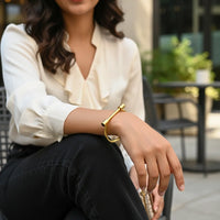 Minimalist Cylinder Cuff Bracelet - Anti Tarnish Gold Plated