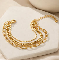 Triple Layered Mixed Link Anti-Tarnish Bracelet for Women