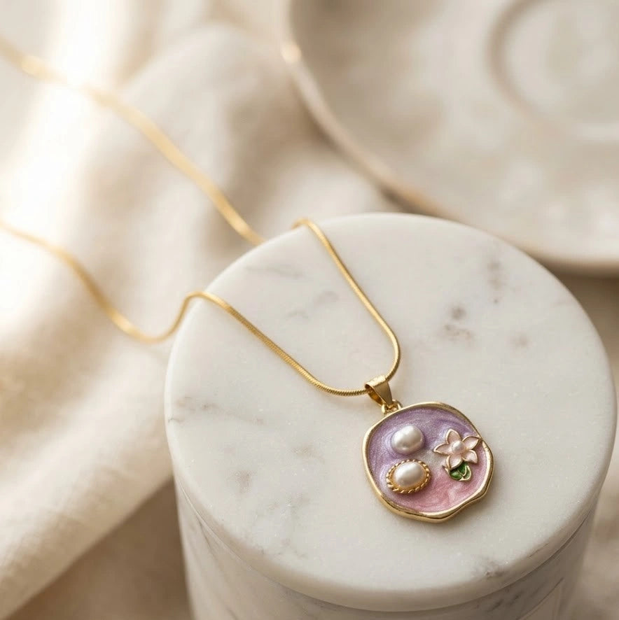 Floral Pearl Pendant Necklace | Anti-Tarnish Everyday Wear
