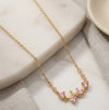 Anti-Tarnish Pink Bow Dainty Necklace - Gold Plated Korean Style