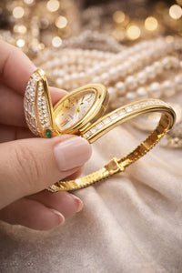 Premium Gold-Plated Serpent Bracelet | Anti-Tarnish Zirconia Snake Bangle for Women
