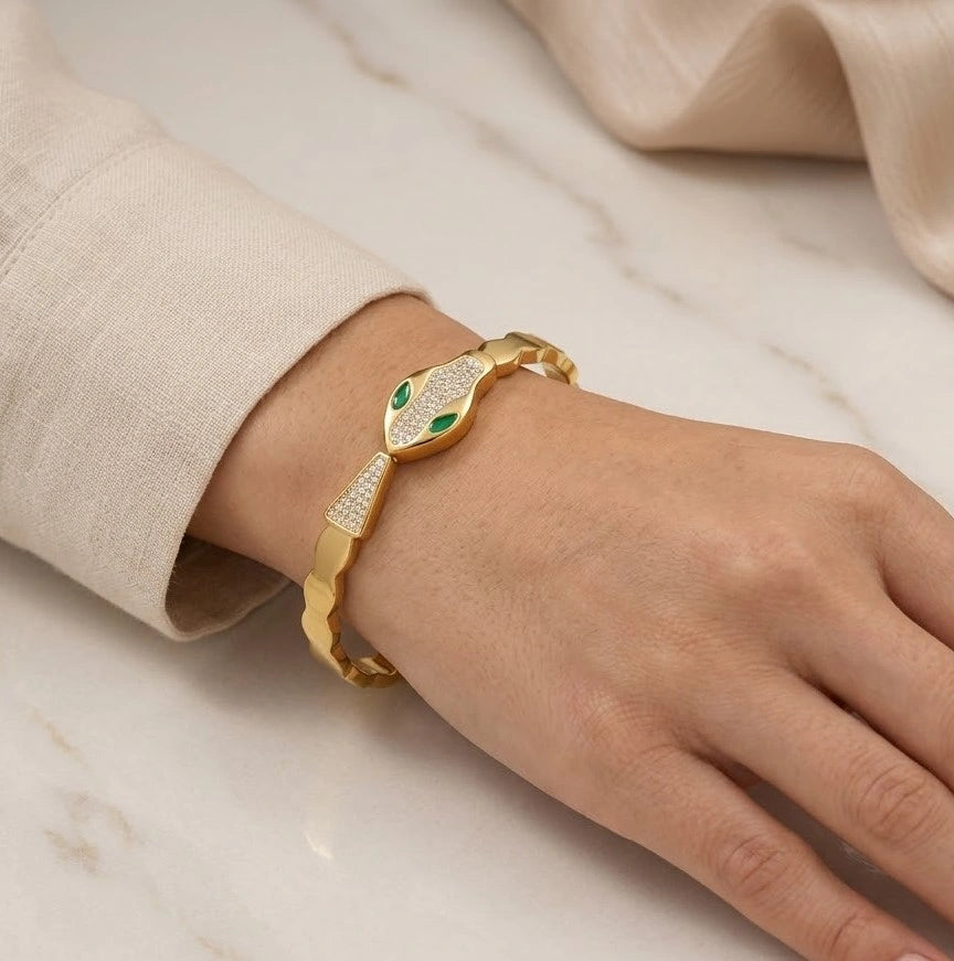 Serpent Head Anti-Tarnish Gold-Plated Bracelet