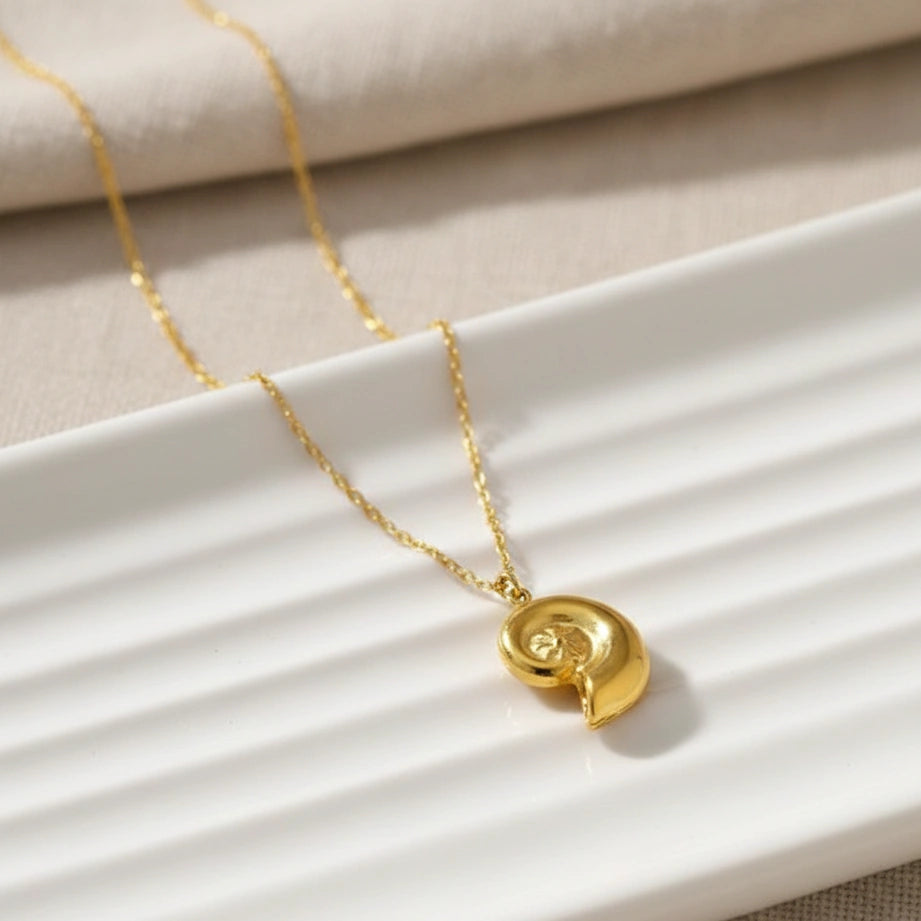 Nautilus Shell Anti-Tarnish Gold Plated Necklace | Minimalist Everyday Wear