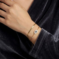 Evil Eye Layered Bracelet - Anti-Tarnish Gold Plated Snake Chain & Crystal Charm