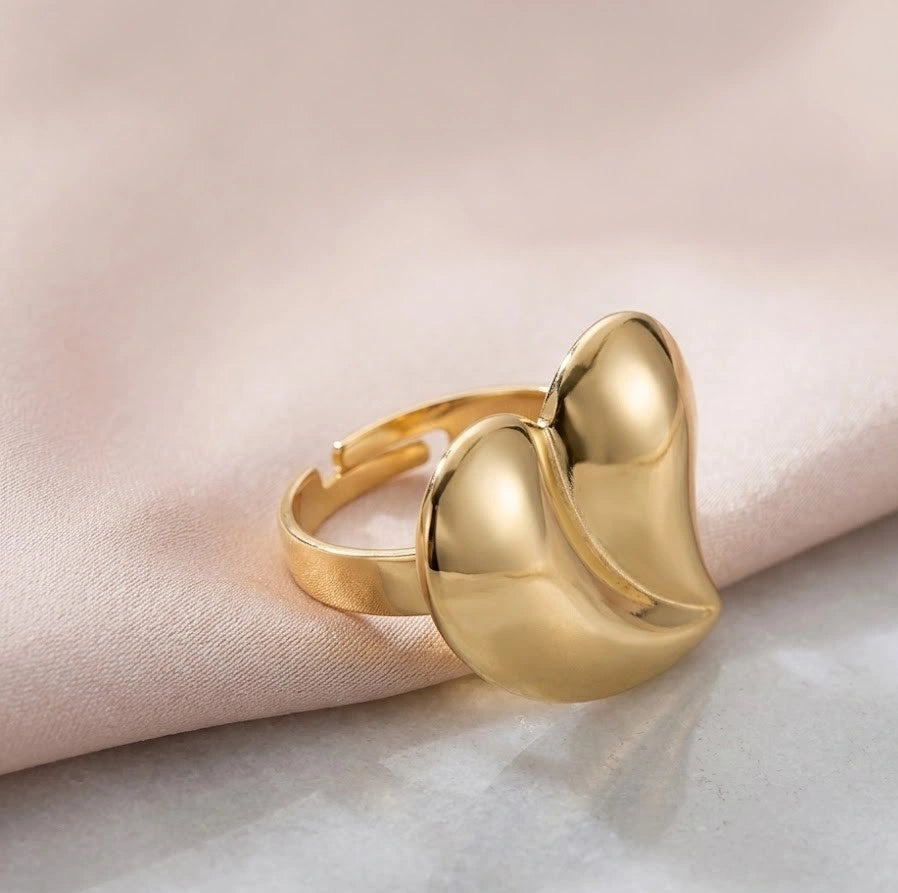 Chunky 3D Heart Statement Ring - Anti Tarnish