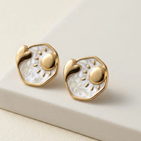 Sun & Heart Anti-Tarnish Gold Plated Stud Earrings