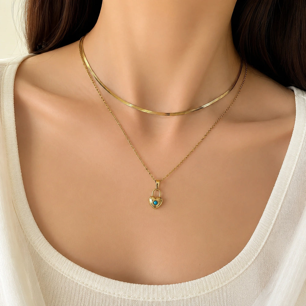 Minimalist Heart Pendant 2-Layer Necklace - Anti-Tarnish Gold-Plated