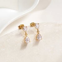 Teardrop Crystal Dangle Earrings | Anti-Tarnish Gold Plated