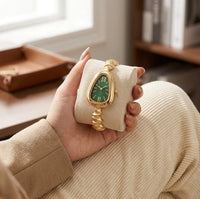 Emerald Green Vintage Shield Dial Watch - Anti-Tarnish Gold Plated