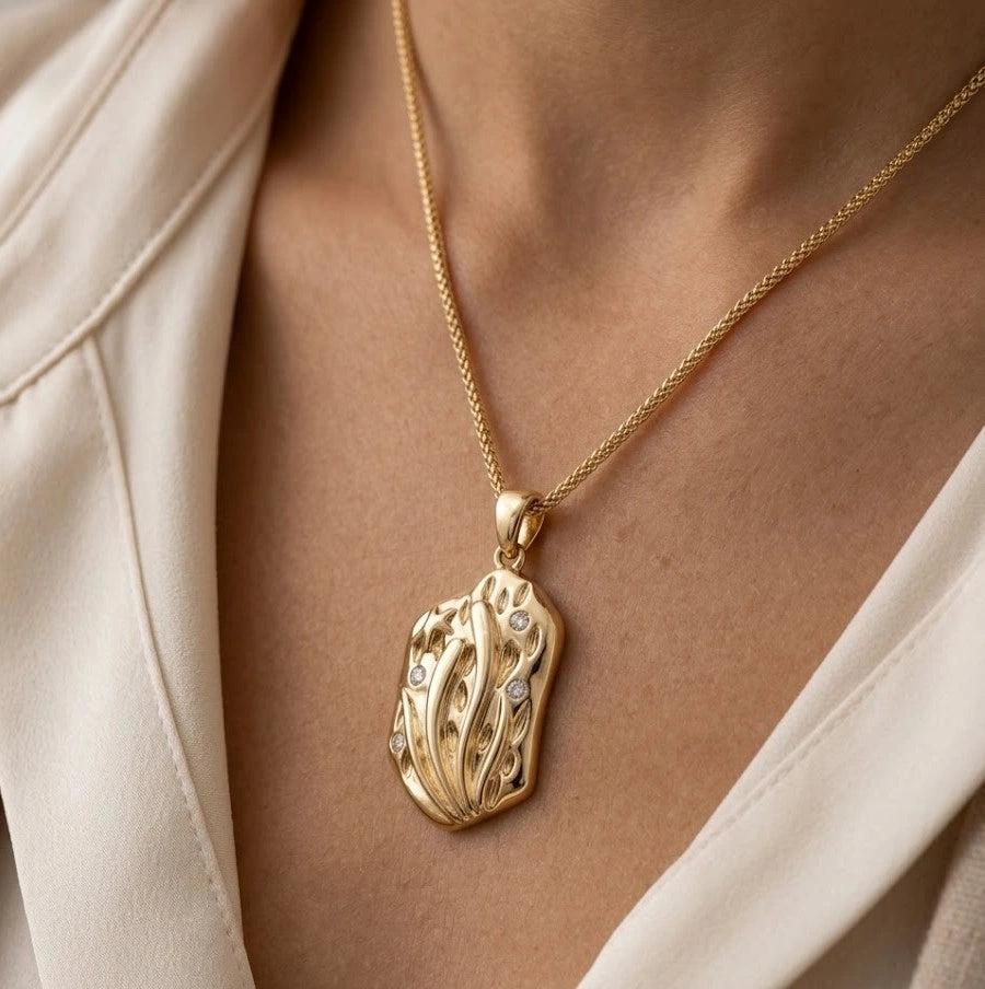 Textured Vintage Engraved Pendant Necklace - Anti Tarnish Fashion Jewelry