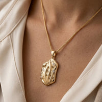 Textured Vintage Engraved Pendant Necklace - Anti Tarnish Fashion Jewelry